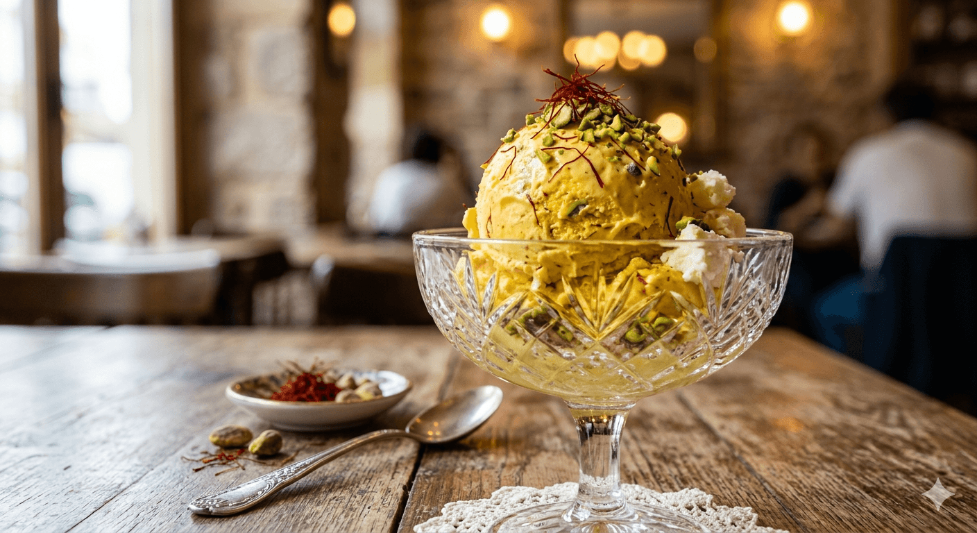 Glace au Safran Iranienne (Bastani) : Recette Authentique